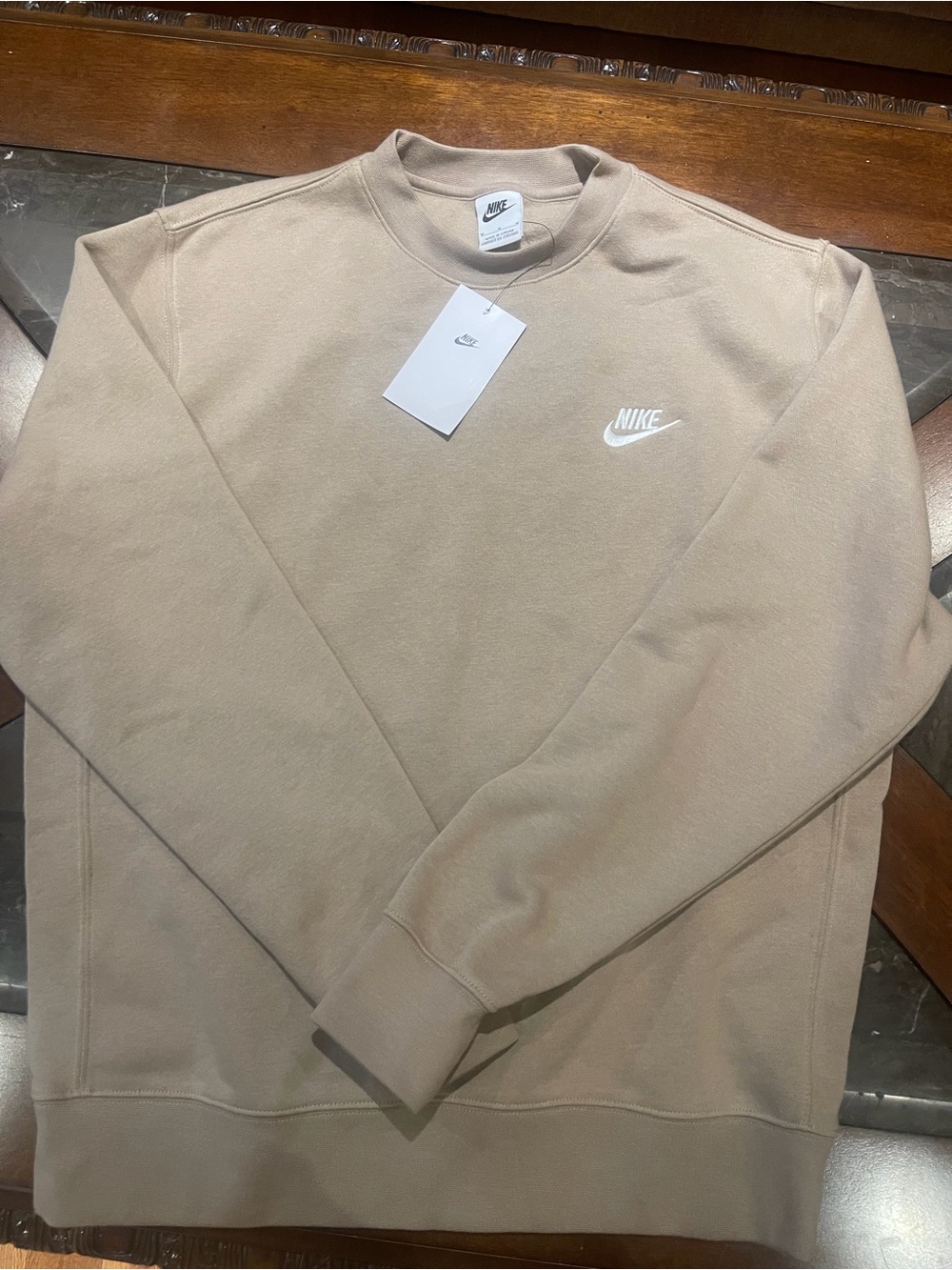 Nike Men’s Crewneck Sweatshirt - Beige with White Logo